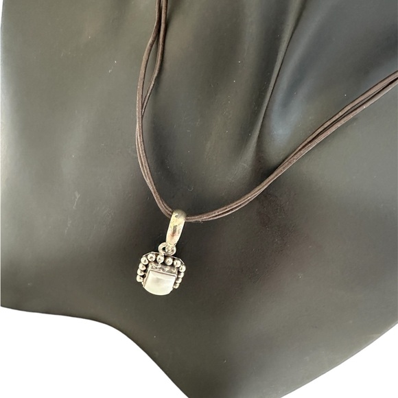 Retired Silpada Sterling Silver Button Pearl Pendant Double Leather Neck… - Picture 1 of 6